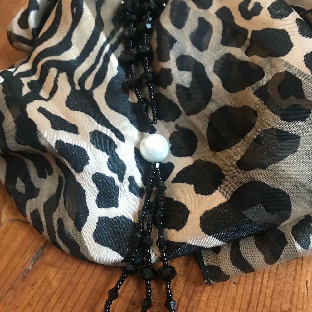 Black glass beaded necklace